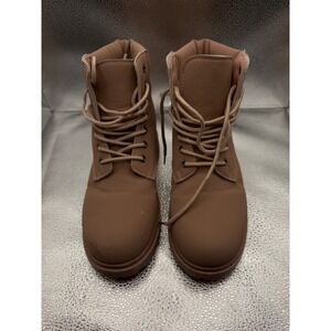 Mauve Pink Combat Boots Women 8M Lace Up Lug Sole Ankle Booties 23824904